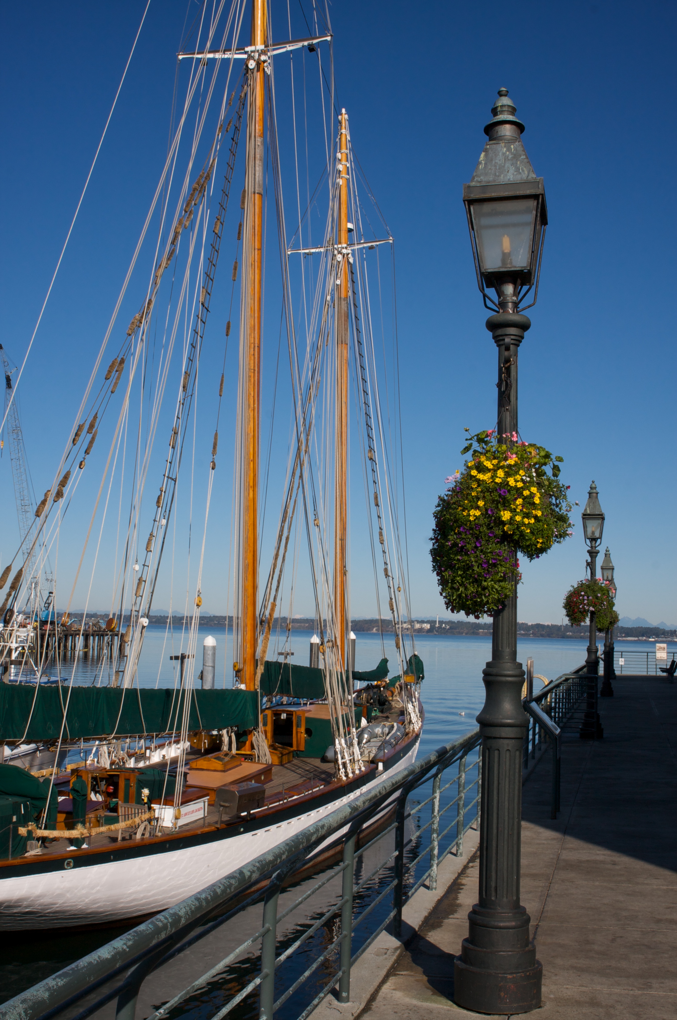 Promenade overlooking a boat on the water